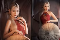 'Nữ thần DJ' Jenny Yến dịu dàng trong sắc đỏ truyền thống đón Trung Thu