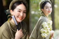 Nữ MC Nghệ An diện áo dài dịu dàng mừng sinh nhật Bác