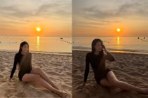 Bà xã Đoàn Văn Hậu thả dáng trên biển Phú Quốc, khoe đôi chân dài miên man