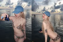  Tiktoker Ciin khoe đường cong hút hồn dưới ánh hoàng hôn