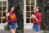 Bạn gái Văn Thanh tranh thủ khoe dáng nuột giữa thành Vinh