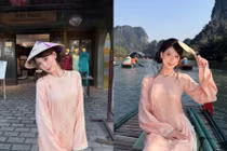 Hot girl Wyn Anh diện áo dài ngọt ngào giữa phố cổ Tràng An