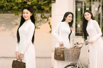 Con gái MC Quyền Linh gây thương nhớ khi diện áo dài trắng tinh khôi cùng mẹ 