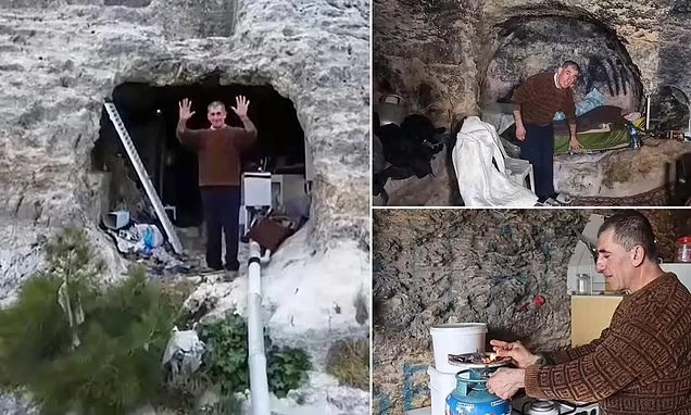 Mất nhà do động đất người đàn ông chuyển vào sống trong hang