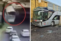 Tàu chở hàng đâm xe buýt hai tầng, hơn 70 người thương vong