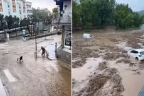 Cảnh đường phố biến thành sông ở Tây Ban Nha vì mưa lũ