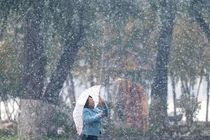 Hình ảnh tuyết rơi trắng xóa ở thành phố Cáp Nhĩ Tân