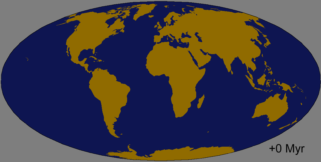 Quá trình hình thành Siêu lục địa Pangea được dự đoán bởi các siêu máy tính. Gif: Fura Infinity
