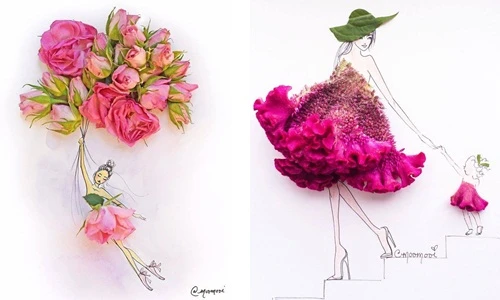 Say mê với tạo hình đầm thời trang tuyệt đẹp từ cánh hoa