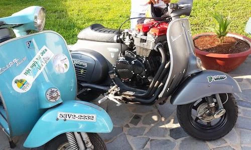“Quái vật” scooter Vespa độ máy Honda CB750 độc nhất VN