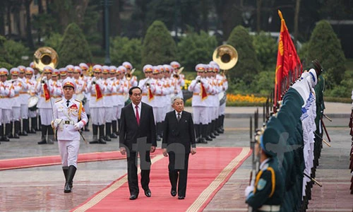 Toàn cảnh lễ đón Nhà vua và Hoàng hậu Nhật Bản tại Phủ chủ tịch