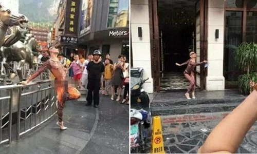 Chàng trai mặc lố bịch, uốn éo ngoài đường bị cảnh sát tóm gọn