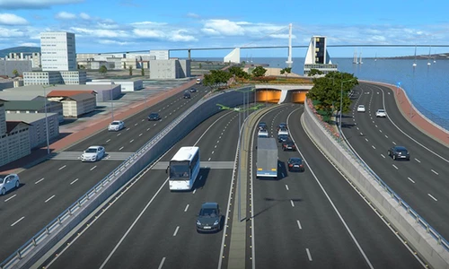 Hình ảnh mô phỏng hầm vượt sông Hàn ở Đà Nẵng