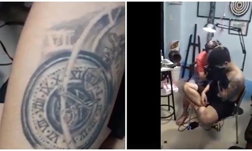 Đi xăm quỵt tiền, nam thanh niên gặp ngay chủ quán cao tay