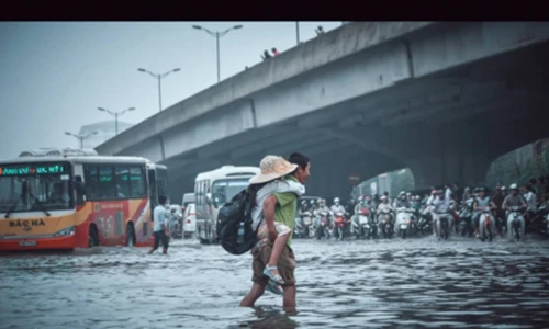 Những bức ảnh lay động triệu trái tim trong ngày Hà Nội ngập