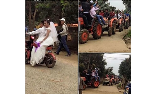 Xôn xao đoàn rước dâu bằng 20 chiếc máy xúc ở Sơn La