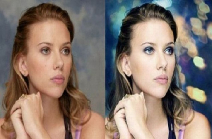 Scarlett Johansson bất ngờ biến làn da rám nắng của mình sang màu trắng sáng không tự nhiên. Ngoài ra màu tóc đã chuyển từ màu nâu hạt dẻ sang đen và vàng.