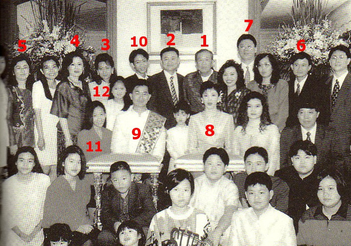 Nữ Thủ tướng của Thái Lan Yingluck Shinawatra sinh ngày 21 tháng 6 năm 1967 tại San Kamphaeng, Thái Lan. Bà là con út trong đại gia đình người Thái gốc Hoa gồm 9 anh chị em. Trong ảnh, số 2 là cựu Thủ tướng Thái Thaksin và số 8 là bà Yingluck hồi trẻ.
