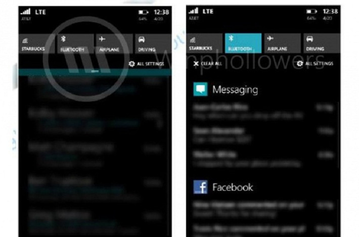 Hình ảnh về Notification Center trên Windows Phone 8.1 đã lộ diện trong những shoot hình đầu tiên. Trong bản update 8.1 tới đây, ngoài việc có một trung tâm thông báo hoàn toàn mới với trợ lý cá nhân Cortana, Microsoft còn có một version PowerPoint mới mẻ cho hệ điều hành của mình. Được biết, người dùng sẽ tiếp cận được với trung tâm thông báo bằng cách vuốt xuống, giống như cách mà họ làm trên các thiết bị chạy iOS hay Android.