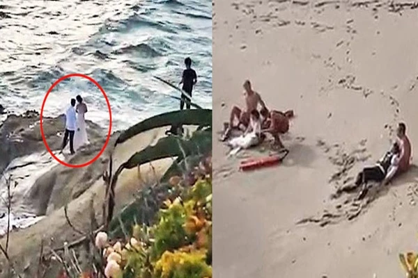 Mải chụp ảnh cưới, cô dâu chú rể nhận cái kết ra thẳng biển khơi