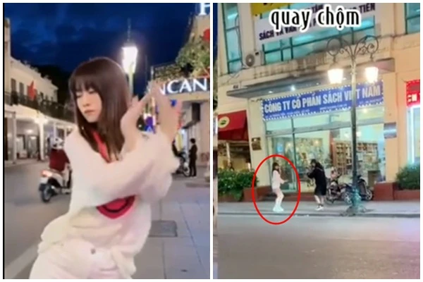 Bị quay lén trên phố Tràng Tiền, Lê Bống lộ vóc dáng thật 