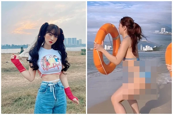 Mặc đồ bơi “tập gym” trên biển, Lê Bống nhận về chỉ trích