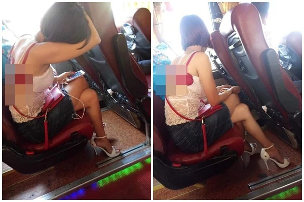 Ăn mặc phản cảm đi xe khách, cô gái nhận chỉ trích
