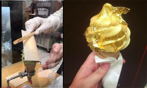 Cảnh dát vàng 24k cho cây kem sang chảnh ở Sài Gòn 