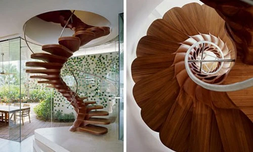 Những mẫu cầu thang xoắn ốc bằng gỗ cực độc lạ
