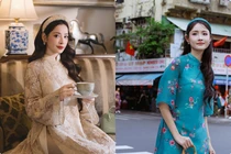 Hot face sao Việt: Trương Mỹ Nhân xúng xính áo dài chụp ảnh Tết sớm