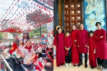 Hot face sao Việt: Gia đình Lý Hải - Minh Hà diện áo dài đỏ mừng Quốc khánh