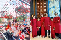 Hot face sao Việt: Gia đình Lý Hải - Minh Hà diện áo dài đỏ mừng Quốc khánh