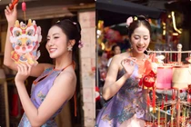 Hoa hậu Hà Trúc Linh khoe sắc trong bộ ảnh Trung thu trên phố Hàng Mã