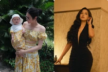 Á hậu Dương Tú Anh diện váy đôi cùng con gái