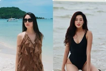 Khánh Vân diện bikini tạo dáng ở biển
