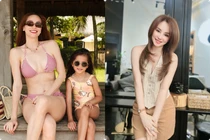 Hồ Ngọc Hà cùng con gái khoe chân dài