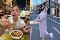 Hot face sao Việt: Lương Thùy Linh tranh thủ nếm thử đặc sản Hạ Long