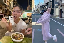 Hot face sao Việt: Lương Thùy Linh tranh thủ nếm thử đặc sản Hạ Long