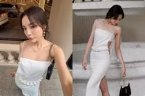 Hoa hậu Kỳ Duyên đốt mắt fan với đầm trắng cắt xẻ hiểm hóc