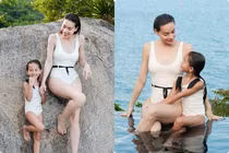 Hồ Ngọc Hà và con gái Lisa diện đồ bơi cùng khoe chân dài