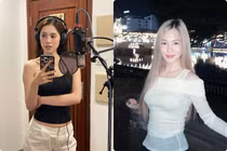 Hot face sao Việt: Hoa hậu Tiểu Vy tạo dáng trong phòng thu