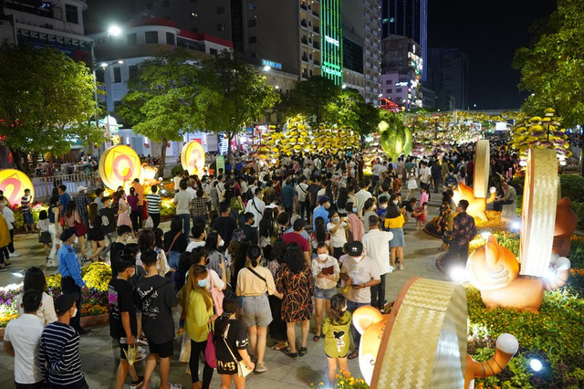 Hàng ngàn người đến tham quan đường hoa Nguyễn Huệ đêm khai trương - Hình 6 Hang ngan nguoi den tham quan duong hoa Nguyen Hue dem khai truong-Hinh-6