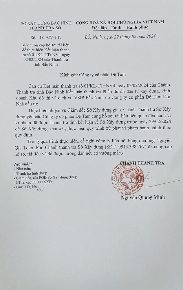 Những vi phạm của Công ty Bình Dương và Đệ Tam tại Dự án VSIP Bắc Ninh - Hình 6 Nhung vi pham cua Cong ty Binh Duong va De Tam tai Du an VSIP Bac Ninh-Hinh-6