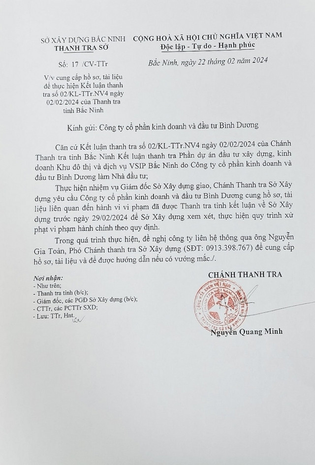 Những vi phạm của Công ty Bình Dương và Đệ Tam tại Dự án VSIP Bắc Ninh - Hình 5 Nhung vi pham cua Cong ty Binh Duong va De Tam tai Du an VSIP Bac Ninh-Hinh-5