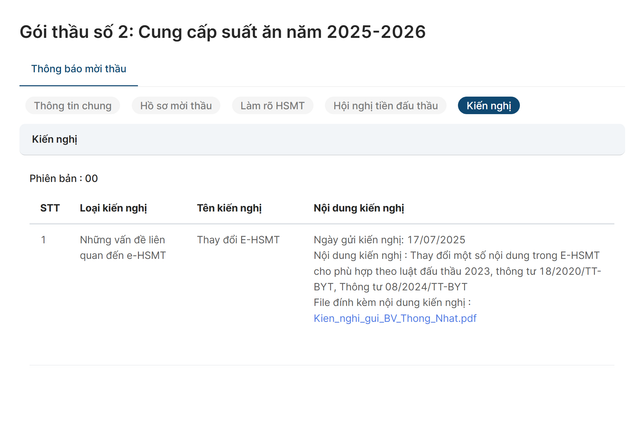Đến 9h45 ngày 20/7, Bệnh viện Thống Nhất chưa trả lời kiến nghị của nhà thầu. Ảnh: MSC bv-tn.png