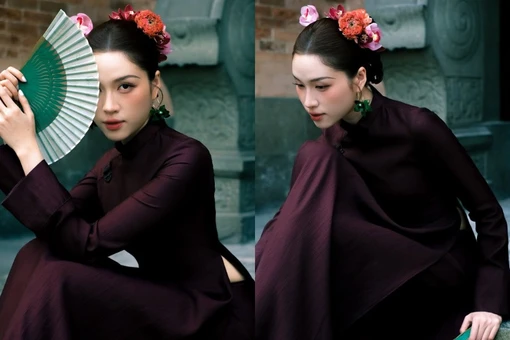 MC Thanh Thanh Huyền gửi lời chào Tết an nhiên với bộ ảnh áo dài truyền thống