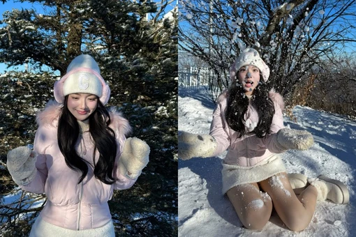 Quỳnh Trương hóa 'công chúa tuyết' giữa mùa đông Hàn Quốc