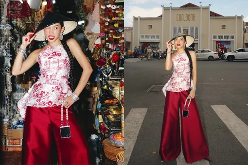 Ái nữ chuỗi siêu thị diện yếm đằm thắm, tạo dáng cực chất bên chợ Bến Thành