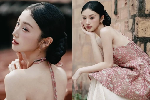 Jun Vũ diện yếm trần khoe vai thon cực phẩm trong bộ ảnh chào Tết