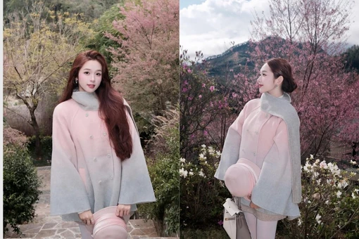Hot girl Karty Chang khoe sắc 'ngọt lịm' giữa rừng mai anh đào bung nở rực rỡ